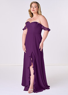 Barbie ♥ Azazie Bridesmaid Dresses Grape A-Line Off the Shoulder Chiffon Convertible Dress image9