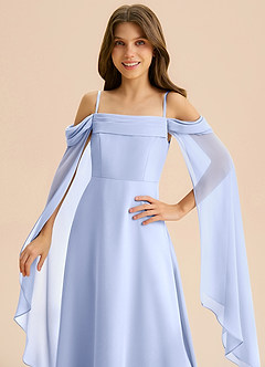 Azazie Moana Junior Vestido de Hielo de Gasa de Corte en A con Plisado image7