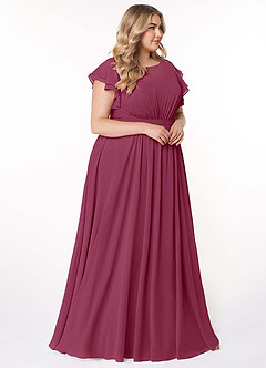 Azazie Daphne vestidos de dama de honor modestos Vestido de Corte en A Volantes Hasta el suelo Gasa image10