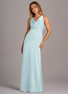 Azazie Wrenlee Brautjungfernkleider A-Linie Stretch-Satin Kleid Seegrün image5