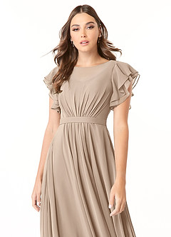 Azazie Daphne Modest Bridesmaid Dresses A-Line Ruffled Chiffon Floor-Length Dress image4