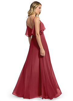 Azazie Jean Bridesmaid Dresses Pomegranate A-Line Chiffon Convertible Dress image2