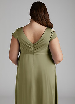 Azazie Allessia Maternity Bridesmaid Dresses A-Line Pleated Stretch Satin Floor-Length Dress image12