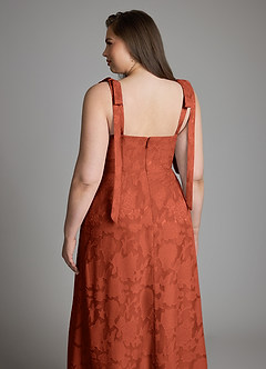 Azazie Debra Bridesmaid Dresses Auburn A-Line with Pockets Floral Burnout Dress image14