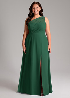 Azazie Phaedra Brautjungfernkleider A-Linie One-Shoulder Chiffon Kleid Dunkelgrün image9