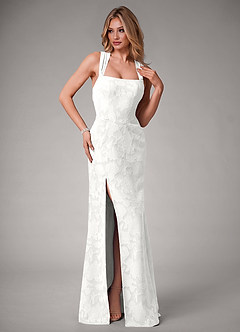 Azazie Luci Robes de demoiselle d'honneur Robe Sirène Convertible en Blumen-Burnout Plissé Blanc image6