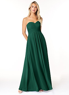 Azazie Yazmin Bridesmaid Dresses Emerald A-Line Sweetheart Neckline Chiffon Convertible Dress image1
