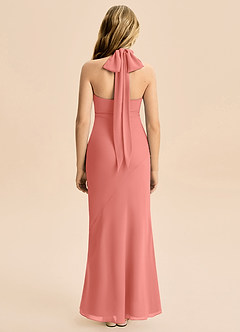 Azazie Velli Junior Meerjungfrau-Linie Hoher Kragen Chiffon Kleid Lachsrosa image2