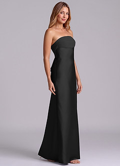 Azazie Ailanie Brudtärnklänningar Klä av Tubklänning i Stretch Satin Axelbandslös Svart image4