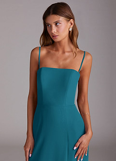 Azazie Wren Vestidos de madrinha de casamento Vestido Tinta Azul de Chiffon de Linha A com Sem alças image2