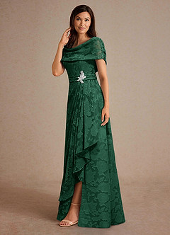 Azazie Branford Mère de la mariée Robes Robe Trapèze en Blumen-Burnout Plissée Vert Foncé image2