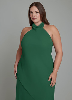 Azazie Velli Bridesmaid Dresses Dark Green Mermaid High Neck Chiffon Dress image9