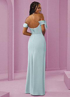 Barbie ♥ Azazie Jurken voor bruidsmeisjes Converteerbaar Jurk van Stretch Satijn met Kolom Off the Shoulder De Nevel image7