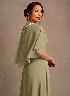 Azazie Winnifred Abiti per la Madre della Sposa Abito A-Line in Chiffon Perline Verde Muschio image5