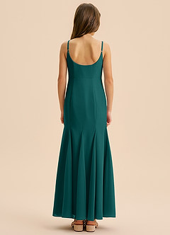 Azazie Evey Junior Abito Sirena in Chiffon Plissettato Verde Pavone image2