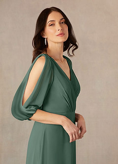 Azazie Bronwyn Kleider für die Brautmutter A-Linie V-Hals Gerüscht Chiffon Kleid Seemoos image3