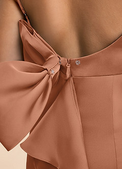 Azazie Lioren Junior Bronzer Sheath Bow Stretch Satin Dress image6