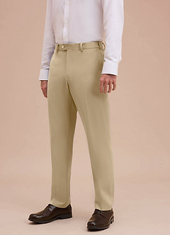 front Ethan Champagne Refined Weave Dress Pants