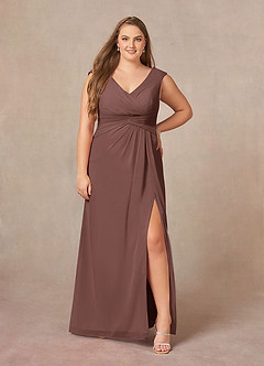 Azazie Sally Final Sale Black A-Line V-Neck Pleated Chiffon Dress image6