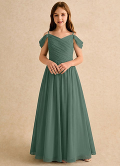 Azazie Chelo Girls Formal Flower Girl Klänningar Klä A-Linje i Chiffong Plisserad image4