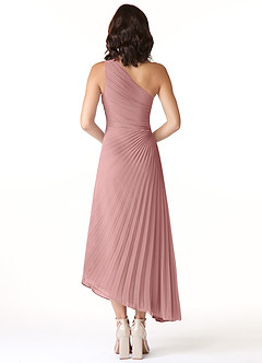 Azazie Kirra Abiti da Damigella Abito A-Line in Chiffon Monospalla Rosa Polverosa image2