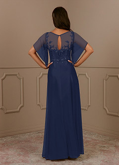 Azazie Cavell Mother of the Bride Dresses Dark Navy A-Line Sequins Mesh Dress image2