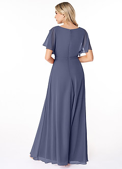 Azazie Aaliyah Modest Bridesmaid Dresses A-Line Scoop Pleated Chiffon Floor-Length Dress image2