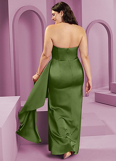 Barbie ♥ Azazie Robes de demoiselle d'honneur Robe Fourreau Convertible en Satin extensible Sans bretelle Genévrier image10