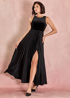 Lilith Black Pleated Maxi Dress image3