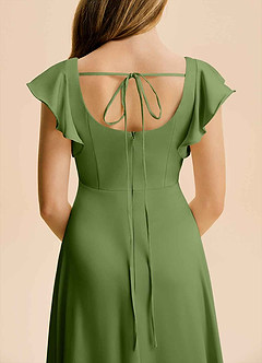 Azazie Bondi Junior Juniper A-Line Side Slit Stretch Satin Dress image6