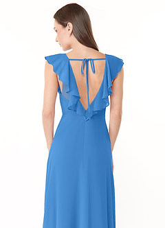 Azazie Yoko Bridesmaid Dresses Blue Jay A-Line Ruched Chiffon Dress image6