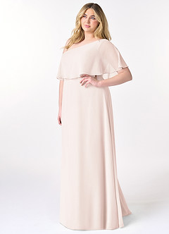 Azazie Lizzy Vestidos de damas de honor Vestido de Pétalo De Rosa de Gasa de Corte en A con Hombro unilateral image10