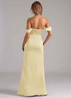 Azazie Johana Abiti da Damigella Abito Convertibile Sirena in Raso Elasticizzato a Spalla Scoperta Sorbetto Al Limone image4