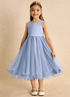 Azazie Lass Flower Girl Dresses Ice A-Line Bow Tulle Dress image5