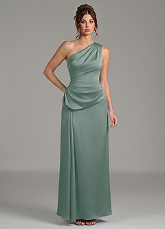Azazie Zahira Brudtärnklänningar Klänning av Tubklänning i Stretch Satin One-shoulder Silversalvia image1