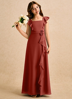 Azazie Soso Girls Formal Flower Girl Klänningar Klänning A-Line i Chiffong Plisserad image1