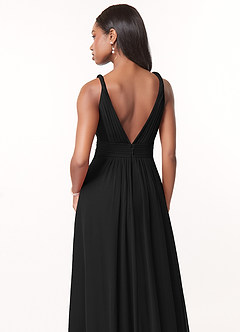 Azazie Maren Bridesmaid Dresses Black A-Line Pleated Chiffon Dress image5