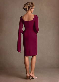 Azazie Merian 신부의 어머니 드레스 컬럼 주름진 스트레치 크레이프 무릎 길이 드레스 image2