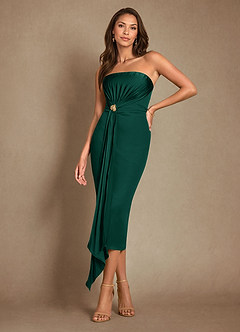 Azazie Dinanta Mother of the Bride Dresses Emerald Column Pleated Chiffon Dress image1