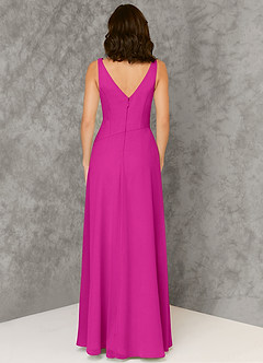 Azazie Kori Brautjungfernkleider A-Linie Plissee Chiffon Kleid Fuchsia image2