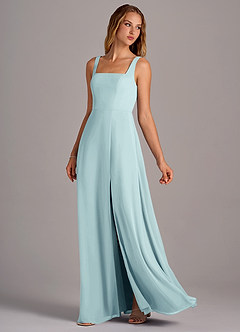 Azazie Debra Bridesmaid Dresses Sea Glass A-Line with Pockets Chiffon Convertible Dress image2