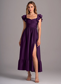 Azazie Anaya Bridesmaid Dresses Grape A-Line Sweetheart Neckline Stretch Satin Convertible Dress image1
