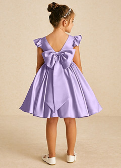 Azazie Tootsie Flower Girl Dresses Lilac A-Line Bow Matte Satin Dress image2