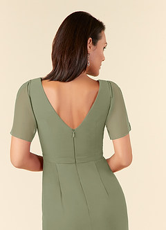 Azazie Marianne Mother of the Bride Dresses Pistachio Sheath V-Neck Pleated Chiffon Dress image6
