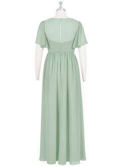 Azazie Verna Brautjungfernkleider für Schwangere A-Linie V-Hals Gerüscht Chiffon Bodenlänge Kleid image8