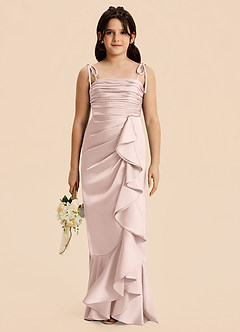 Azazie Ryan Junior Blushing Pink Sheath Bow Stretch Satin Dress image5