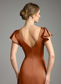 Azazie Omari Bridesmaid Dresses Copper A-Line Stretch Satin Dress image7