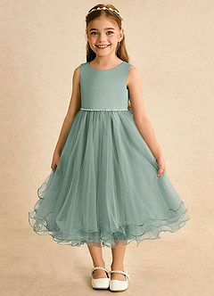 Azazie Lass Flower Girl Klänningar Klä A-Line i Tyll Rosett image2