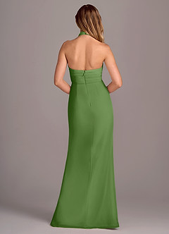 Azazie Jemma Jurken voor bruidsmeisjes Jurk van Chiffon met Kolom Geplooid Basilicum image2
