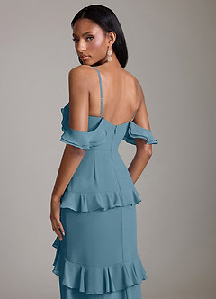 Azazie Chayla Abiti da Damigella Abito Tubino in Chiffon a Spalla Scoperta Bermuda image4